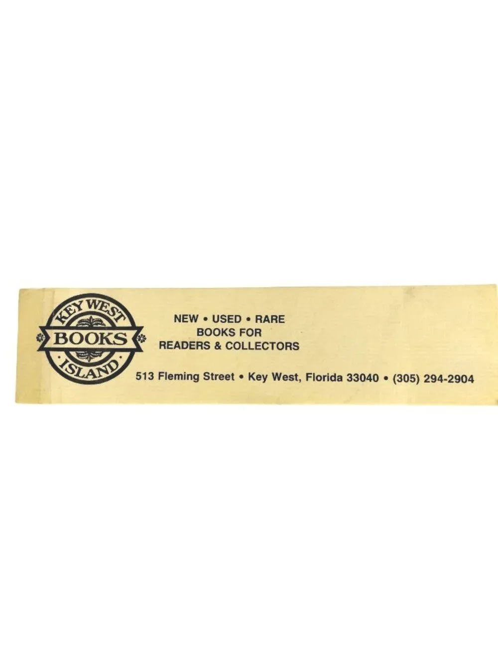 Key West Island Books Bookmark Rare Readers Collectors Florida Ephemera